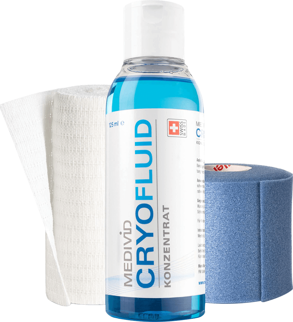 MEDIVID CRYO Set zum Kühlen an Sehnen, Bändern, Gelenken, Muskeln bei Verletzungen, Schmerzen, Entzündung, Schwellung