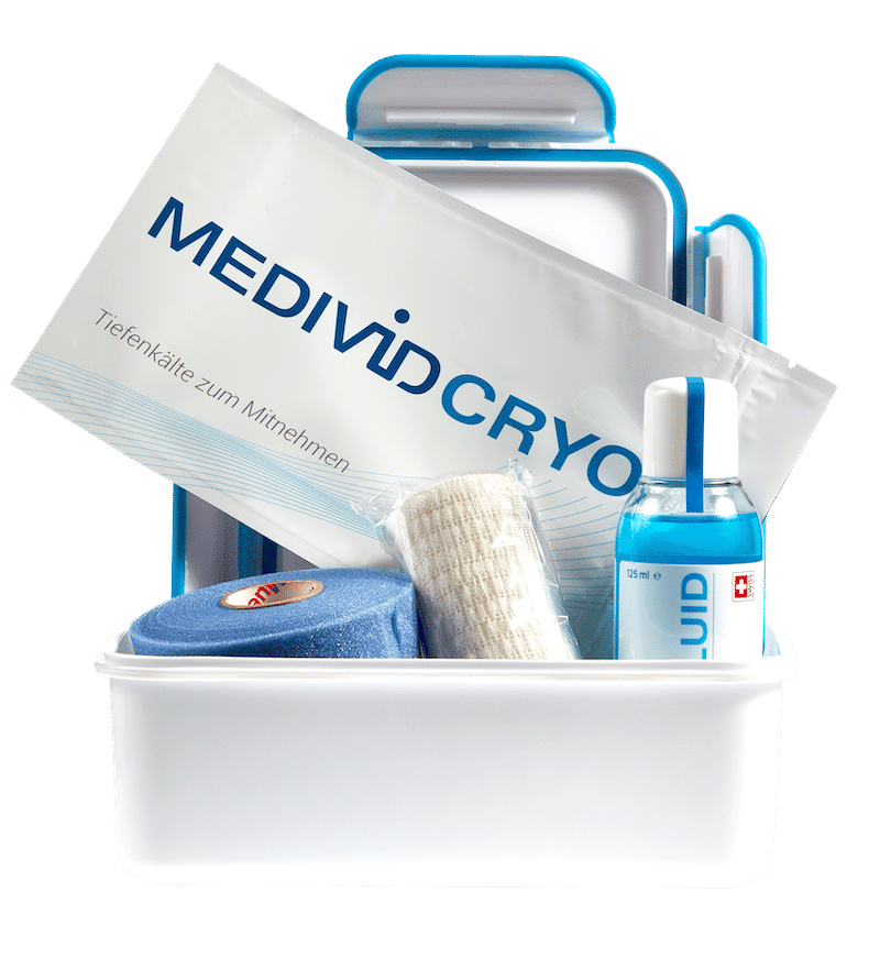 MEDIVID CRYO Therapieset zum Kühlen von Sehnen, Bändern, Gelenken, Muskeln, Verletzungen, Schmerzen, Entzündung, Schwellung